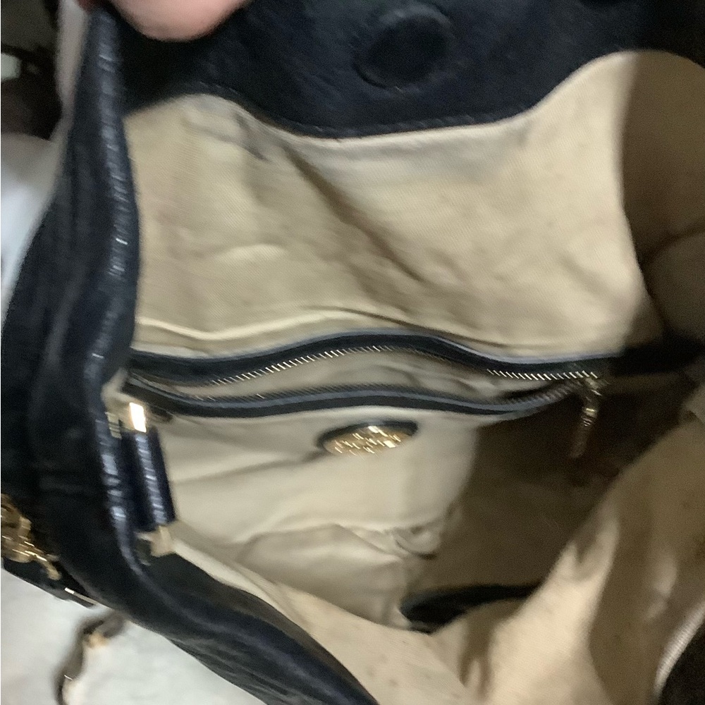 Tory Burch Black Leather Fold-Over Shoulder Bag with Gold Accent - Picture 5 of 5